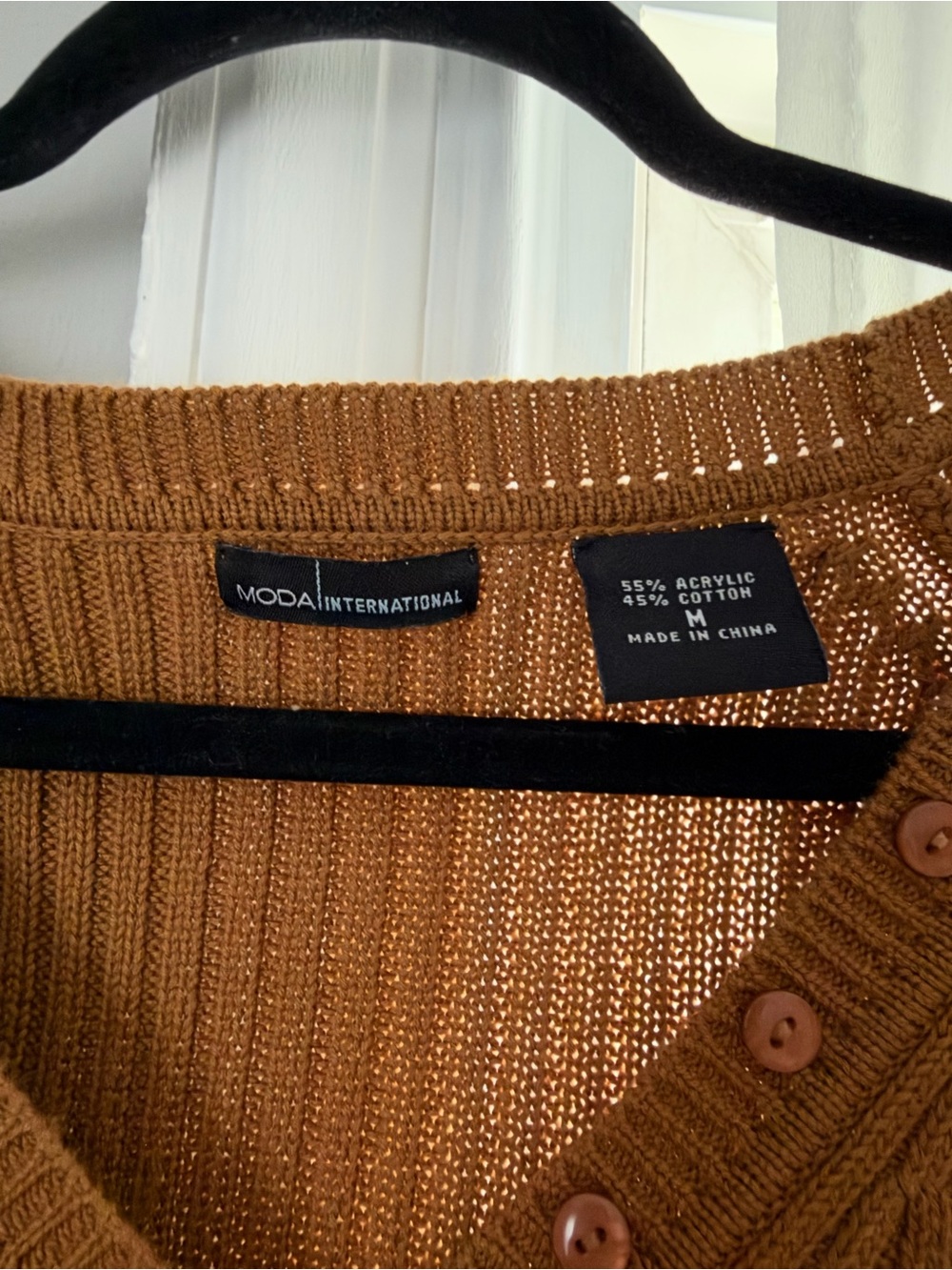 Moda International Ribbed Button-Front Sweater - Size Medium - Picture 4 of 4